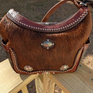 Brown Leather and Fur Women's Bag